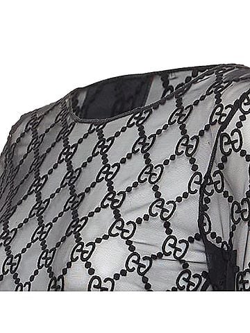 Gucci Gucci sheer monogram GG embroidered tulle long sleeve top (view 2)