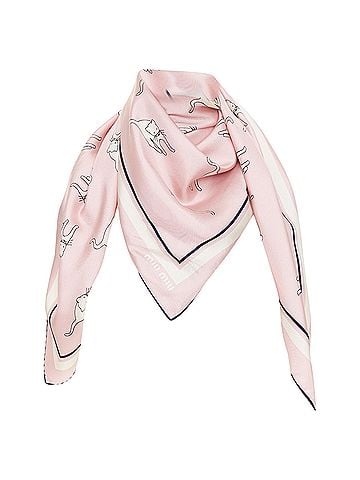 Miu Miu Miu Miu Whimsical Animal Cat Print silk twill scarf (view 1)