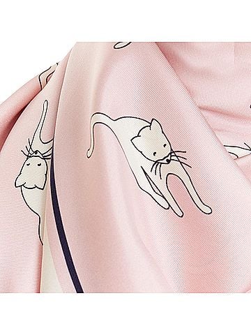 Miu Miu Miu Miu Whimsical Animal Cat Print silk twill scarf (view 2)
