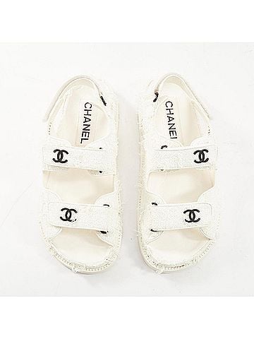 Chanel Chanel 2021 White Tweed Dad Sandals (view 1)