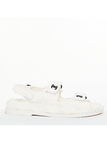 Chanel Chanel 2021 White Tweed Dad Sandals (view 2)