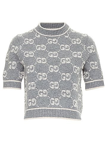 Gucci Gucci wool GG monogram intarsia boucle crop sweater (view 1)
