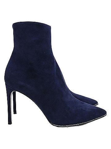 Rene Caovilla René Caovilla Embellished High-Heel Ankle Boots in Navy Blue Suede (view 1)