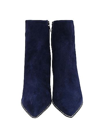 Rene Caovilla René Caovilla Embellished High-Heel Ankle Boots in Navy Blue Suede (view 2)