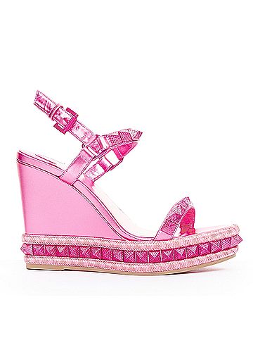 Christian Louboutin CHRISTIAN LOUBOUTIN Pyraclou 110 Glam pink metallic leather platform wedges EU37 (view 1)