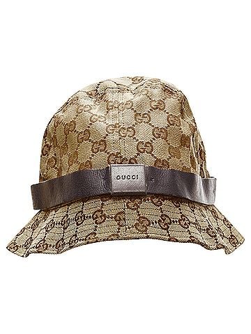 Gucci Gucci brown GG monogram leather trim bucket hat (view 1)