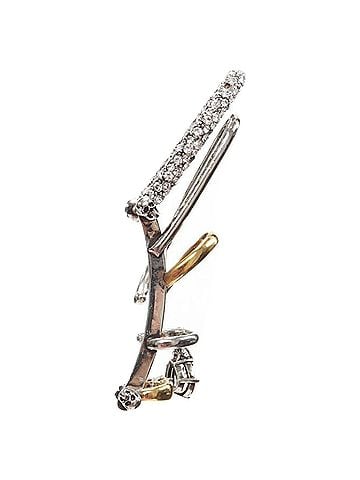 Alexander McQueen Alexander McQueen Gold Silver Crystal Multi Hoop Cuff Earring (view 1)