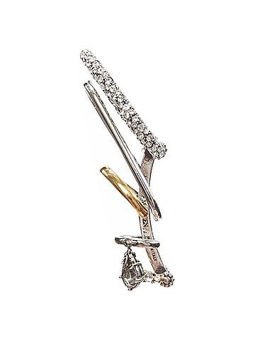 Alexander McQueen Alexander McQueen Gold Silver Crystal Multi Hoop Cuff Earring (view 2)