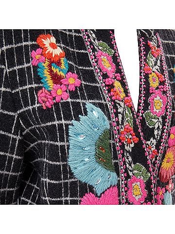 Kenzo Kenzo grid check wool floral embroidered jacket (view 2)