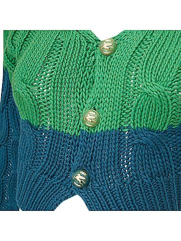 ETRO Etro bicolor mixed cable knit cropped cardigan (view 2)