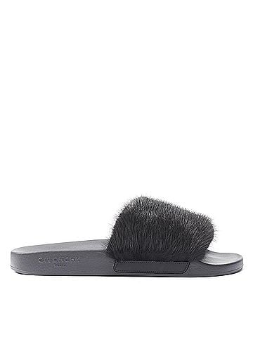 Givenchy Givenchy Mink Fur Logo Pool Slides (view 2)