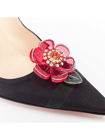 Jimmy Choo Jimmy Choo Entice satin grosgrain flower brooch pumps (view 2)