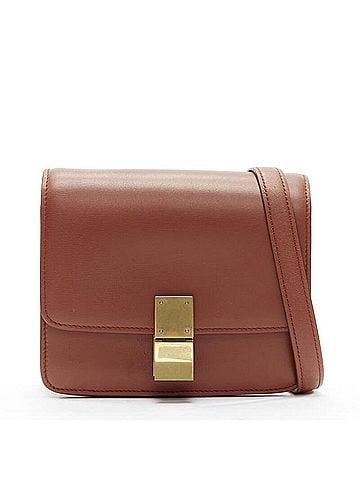 Céline Celine Classic Box tan brown calfskin gold clasp crossbody bag (view 1)