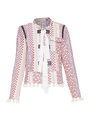 Altuzarra Altuzarra Ghianda geometric check weave pompom jacket (view 1)