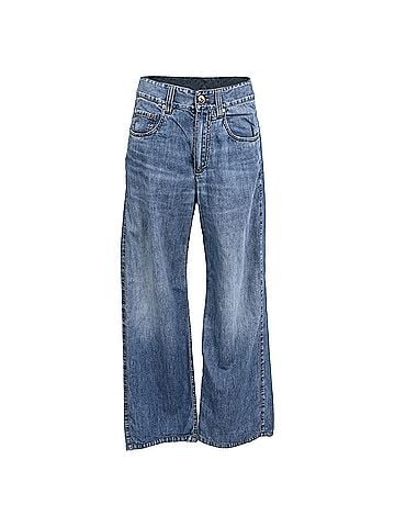 Brunello Cucinelli Brunello Cucinelli Mid-Rise Loose Jeans in Blue Cotton (view 1)