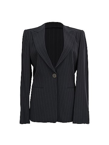 Giorgio Armani Giorgio Armani Pinstripe Single-Breasted Blazer in Black Wool (view 1)