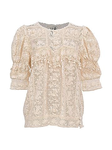 Isabel Marant Isabel Marant Embroidered Lace Blouse in Ivory Cotton (view 1)