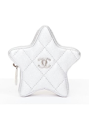 Chanel Chanel silver lambskin leather CC logo star coin purse (view 1)