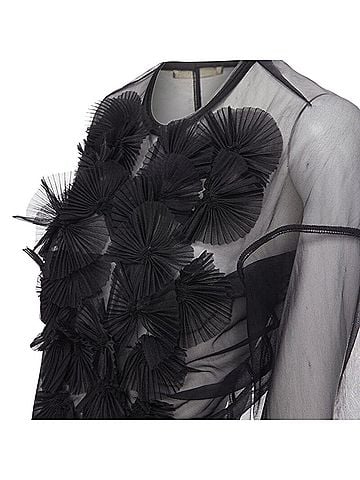 Comme des Garçons Comme des Garcons pleated fan ruffle sheer top (view 2)