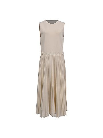 Theory Theory Pleated Sleeveless Midi Dress in Ivory Rayon (view 1)
