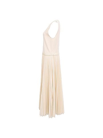 Theory Theory Pleated Sleeveless Midi Dress in Ivory Rayon (view 2)