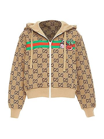 Gucci Gucci GG canvas jacquard Web stripe zip hoodie (view 1)