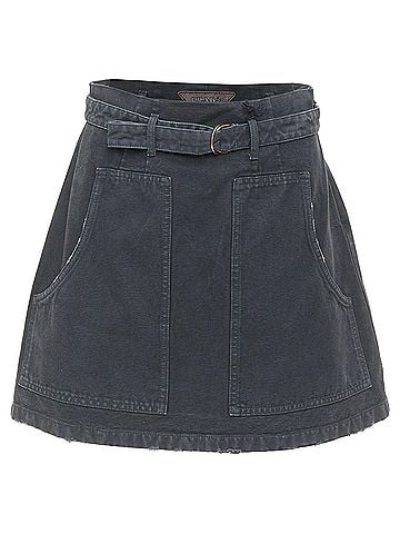 Prada Prada washed denim leather cargo pocket belted mini skirt (view 1)
