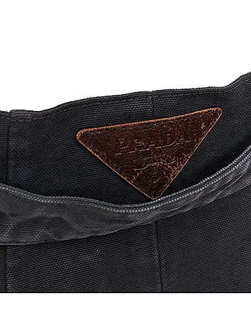 Prada Prada washed denim leather cargo pocket belted mini skirt (view 2)
