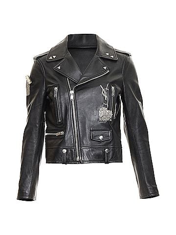 Saint Laurent Saint Laurent Pearl Heart embellished leather jacket (view 1)