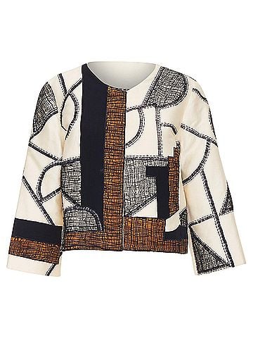 Oscar De La Renta Oscar de la Renta abstract mesh overlay cropped jacket (view 1)