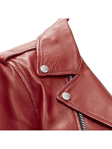 Saint Laurent Saint Laurent red lambskin leather moto biker jacket (view 2)