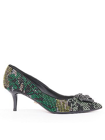 Versace VERSACE 2015 Palazzo camouflage green rhinestone crystal Medusa pumps EU36 US6 (view 1)