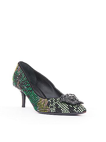Versace VERSACE 2015 Palazzo camouflage green rhinestone crystal Medusa pumps EU36 US6 (view 2)