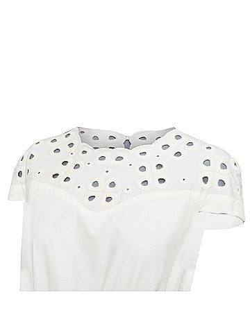 Fendi Fendi eyelet cutout scalloped white cotton midi dress (view 2)