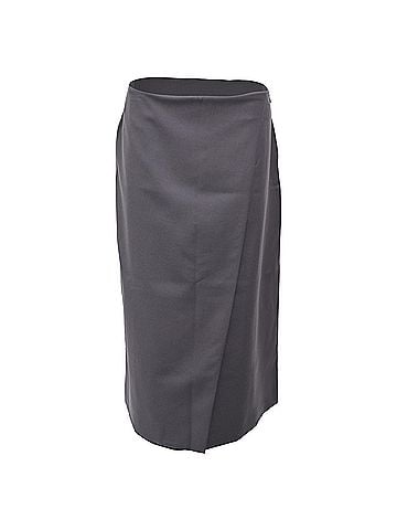 Joseph Joseph Straight Midi Skirt in Grey Wool (view 1)