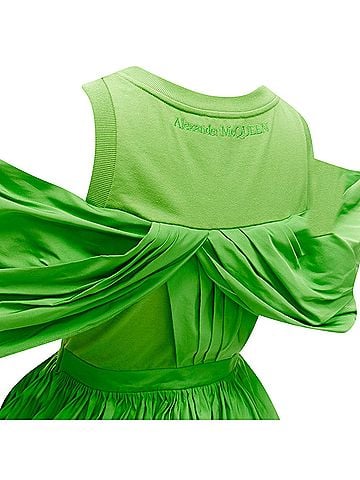 Alexander McQueen Alexander McQueen cotton pleated peplum cold shoulder top (view 2)