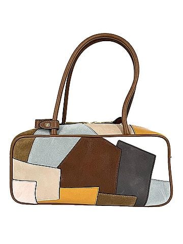 Miu Miu Miu Miu Miu Women's Patchwork Bow Tote Bag, 5BB173, Leather Suede, Brown, Multicolor, Gold Hardware (view 2)