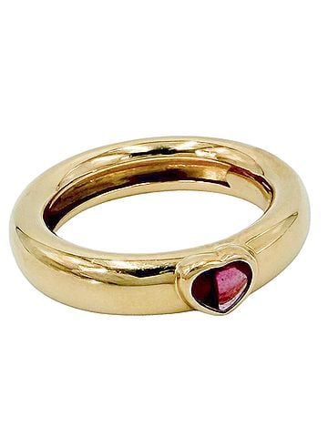 Tiffany & Co. Tiffany &amp; Co. Women's Heart Friendship Ring, Au750 18K Yellow Gold, Pink Tourmaline, Approx. 5.2g (view 1)