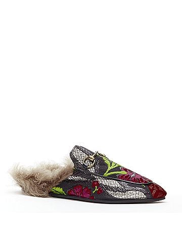 Gucci Gucci Princetown Floral Fur Loafers (view 2)