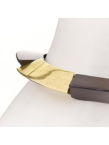 Saint Laurent Saint Laurent gold tone brass wood elastic bracelet cuff (view 2)