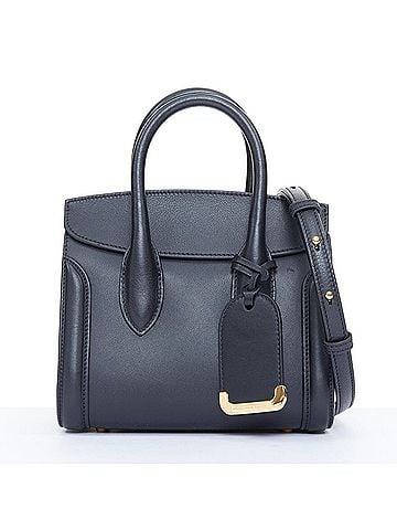 Alexander McQueen ALEXANDER MCQUEEN Heroine 21 black calfskin leather gold hardware satchel bag (view 1)