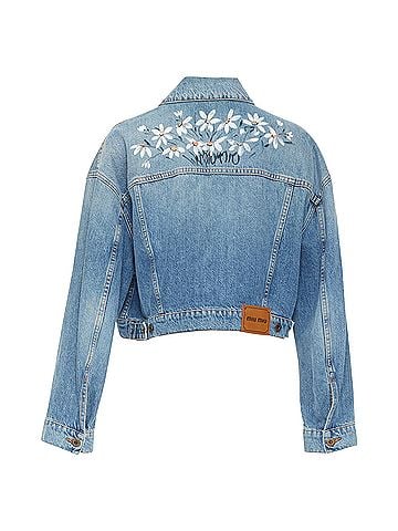 Miu Miu Miu Miu washed denim hand painted daisy cropped jacket (view 1)