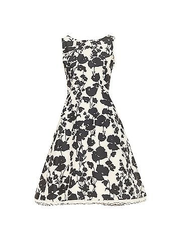 Oscar De La Renta Oscar de la Renta poppy floral silk feather hem dress (view 1)