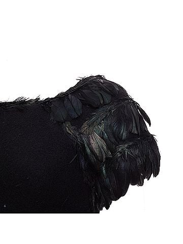 Diane von Furstenberg DIANE VON FURSTENBERG black wool iridescent sequin feather hem mini dress S (view 2)