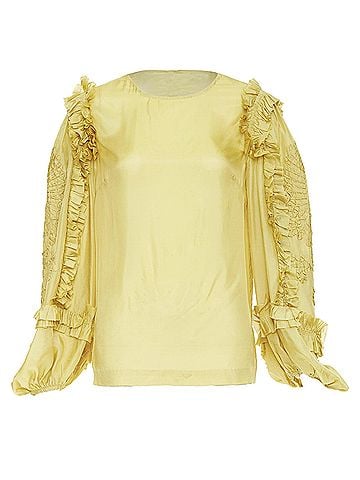 Dries Van Noten Dries Van Noten silk ruffle applique puff sleeve blouse (view 1)