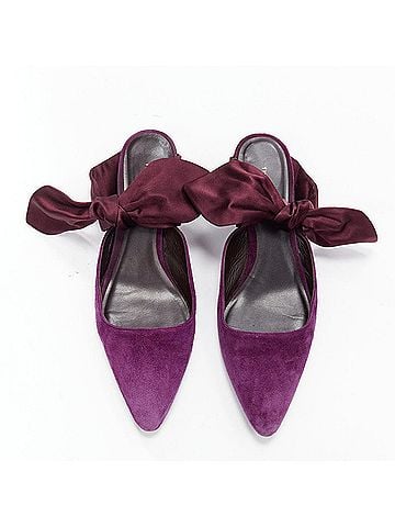 The Row The Row Coco Bow Velvet Silk Mule Heels (view 1)