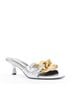 Stella McCartney 100% Cotton Silver Stella Mccartney Chain Kitten Mules Size EU 37 1/2 - photo 2