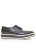 Prada 100% Leather Black Prada Wingtip Platform Brogue Oxfords Size EU 37 1/2 - photo 1