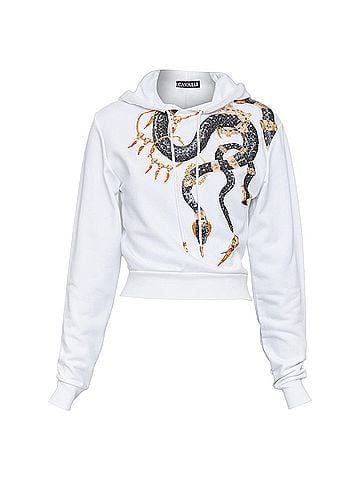 Roberto Cavalli Roberto Cavalli cotton snake chain crop hoodie (view 1)