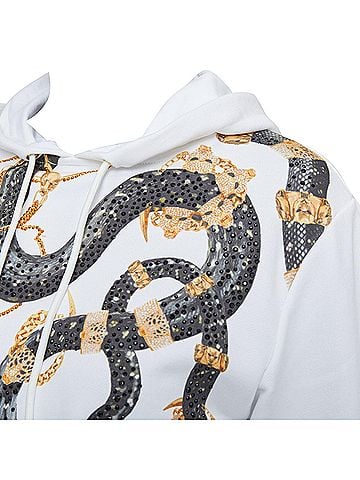 Roberto Cavalli Roberto Cavalli cotton snake chain crop hoodie (view 2)